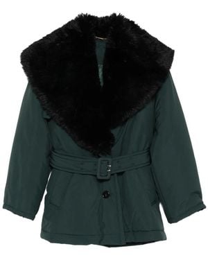 Chloé Detachable Faux-Shearling Collar Belted Coat - Black