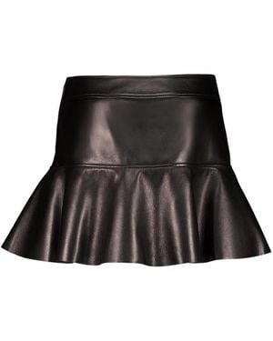 Tom Ford ラッフル レザーミニスカート - ブラック