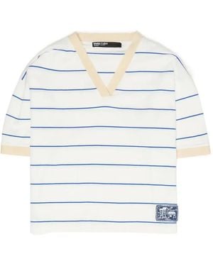 Bimba Y Lola Striped Logo-Patch T-Shirt - White