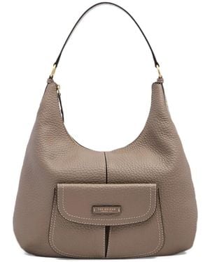 The Bridge Front-Pocket Leather Shoulder Bag - Gray