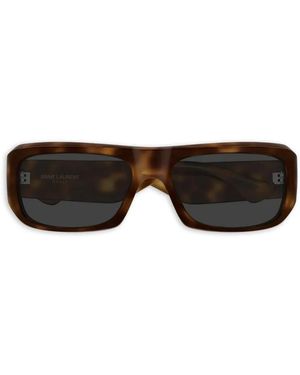 Saint Laurent Lunettes De Soleil Sl 869 À Monture Rectangulaire Effet Écailles De Tortue - Gris