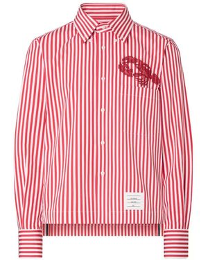 Thom Browne Lobster Striped Shirt - Pink