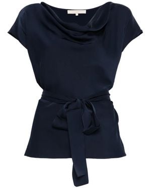 Silk95five Mizner Cowl-Neck Tie Blouse - Blue