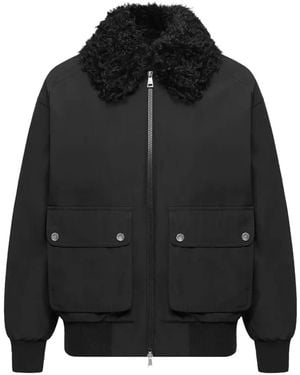 Moncler Rougequeue Shearling-Collar Down Jacket - Black