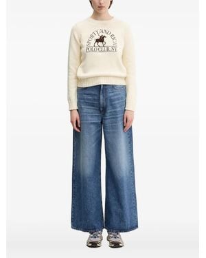 Sporty & Rich Polo-Player Logo Jumper - Blue