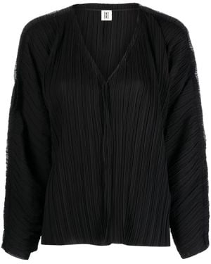 By Malene Birger Plissé-Effect V-Neck Sweatshirt - Black