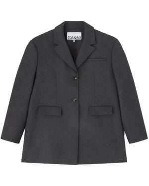 Ganni Wool Suiting Blazer - Grey