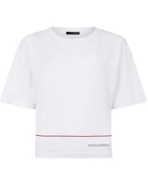 DSquared² Tape Cropped Breezy Fit T-Shirt - White