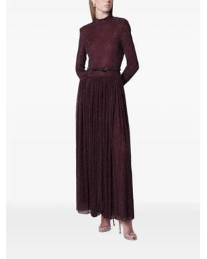 Self-Portrait Rhinestone-Embellished Long-Sleeve Maxi Dress - Purple