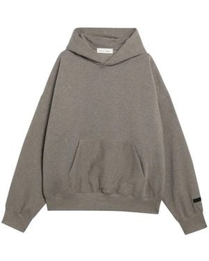 Fear Of God Logo-Print Drop-Shoulder Hoodie - Grey