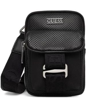 Guess Perforated-Detail Messenger Bag - Black
