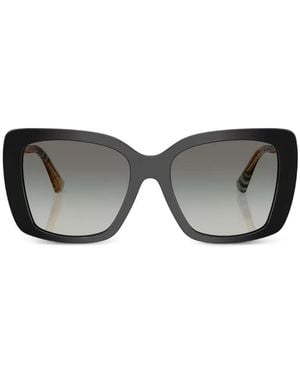 Burberry Square-Frame Check-Pattern Sunglasses - Gray