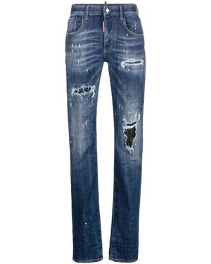 DSquared² ミッドライズ ダメージ ジーンズ - ブルー