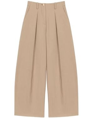 Maje Pantalon Ample À Design Plissé - Natural