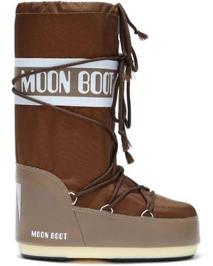 Moon Boot Icon Brand-Print Shell Boots - Brown