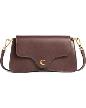 Coccinelle Mini Logo-Plaque Leather Shoulder Bag - Brown
