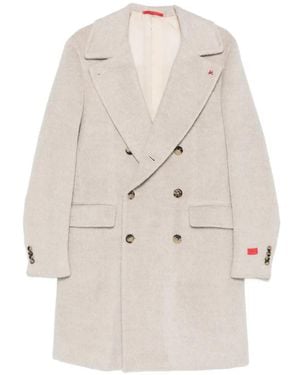 Isaia Double-Breasted Coat - White