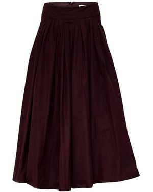 Max Mara Falda Midi Romina De Tafetán Con Pliegues - Morado
