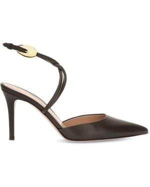 Gianvito Rossi Jungle Mamba Pointed-Toe Buckled-Strap Pumps - Natural