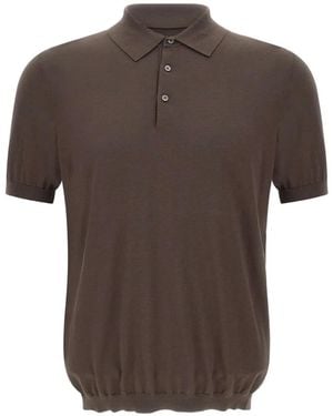 Kangra Ribbed Short-Sleeved Polo Shirt - Brown