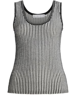 Proenza Schouler Lennox Stripe-Pattern Rib-Knit Top - Black