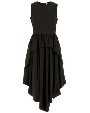 Loewe Ruffled Asymmetric Midi Dress - Black