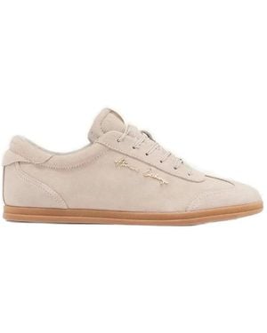 ARMANI EXCHANGE Logo-Plaque Suede Trainers - White