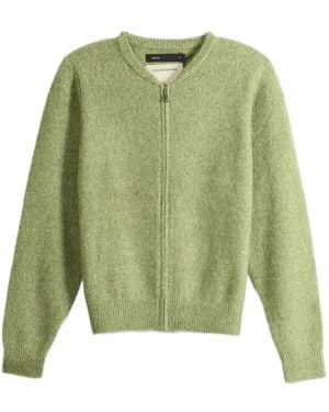 Frenckenberger Zip-Up Ribbed-Trim Cardigan - Green