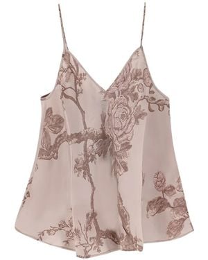 Mes Demoiselles Galo Floral-Pattern V-Neck Top - Pink