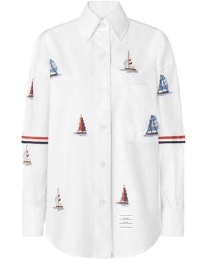 Thom Browne Sailboat-Stitch Shirt - White