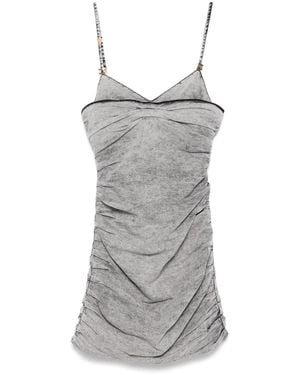Elisabetta Franchi Shoulder-Straps Denim Mini Dress - Gray