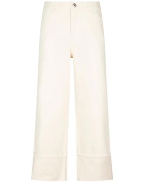 Weekend by Maxmara Gesto Turned-Up Cropped Pants - White
