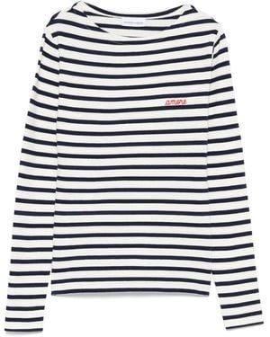 Maison Labiche Colombier Stripe Boat-Neck T-Shirt - Blue