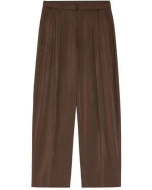 Lemaire Pantaloni Plissé Con Cintura - Marrone