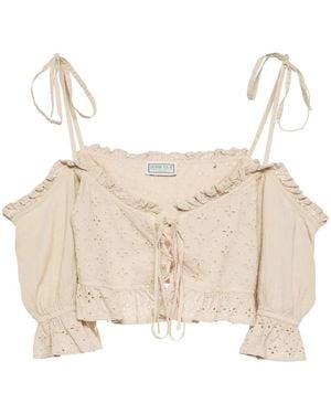 Guess Broderie-Anglaise Crop Top - Natural