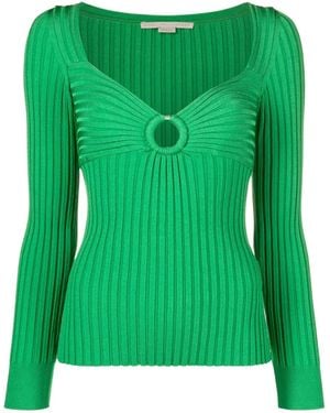 Stella McCartney Cut-Out Ribbed Knitted Top - Green