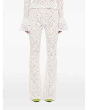MSGM Pantalon En Dentelle À Coupe Évasée - White