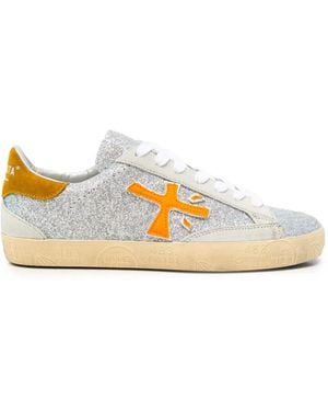 Premiata Steven 8498 Sneakers Mit Glitter-Effekt - Weiß