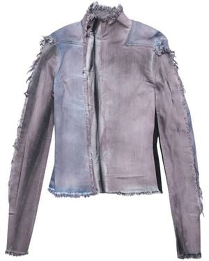 Rick Owens Gary Frayed Denim Jacket - Blue