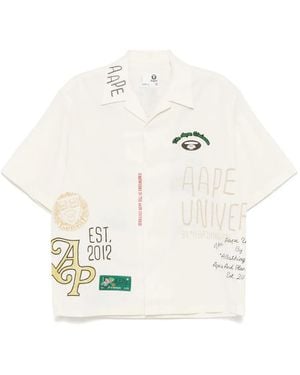 Aape By A Bathing Ape Logo-Embroidered Shirt - White