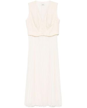 Sandro Pleated Midi Dress - White