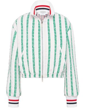Thom Browne Blouson En Tweed À Rayures Régimentaires - Blue