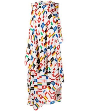 Balenciaga Printed Silk Dress - White