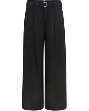 Sacai Belted Pleated Trousers - Black