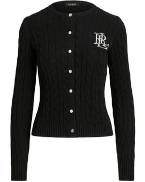 Ralph Lauren Cardigan Mit Zopfmuster - Schwarz