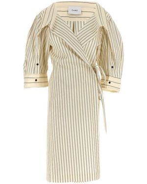 Nude Striped Shirt Dress - Natural