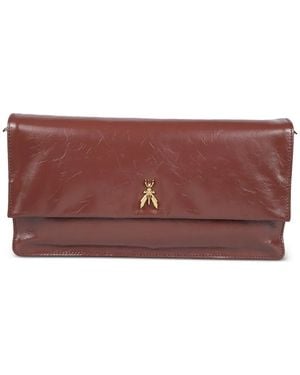 Patrizia Pepe Crinkled Leather Shoulder Bag - Purple