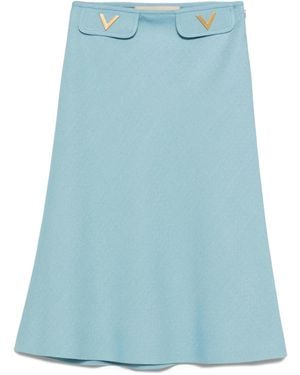 Valentino Garavani V-Detail A-Line Midi Skirt - Blue