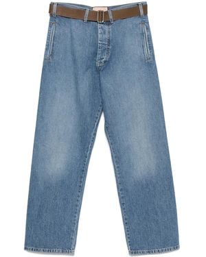 Plan C Vaqueros rectos con cinturón - Azul