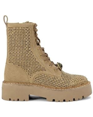Kurt Geiger Chelsea Crystal-Embellished Perforated Boots - Natural